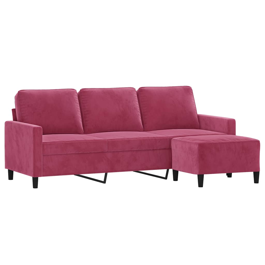 3-Sitssoffa Med Fotstöd 180 Cm Sammet