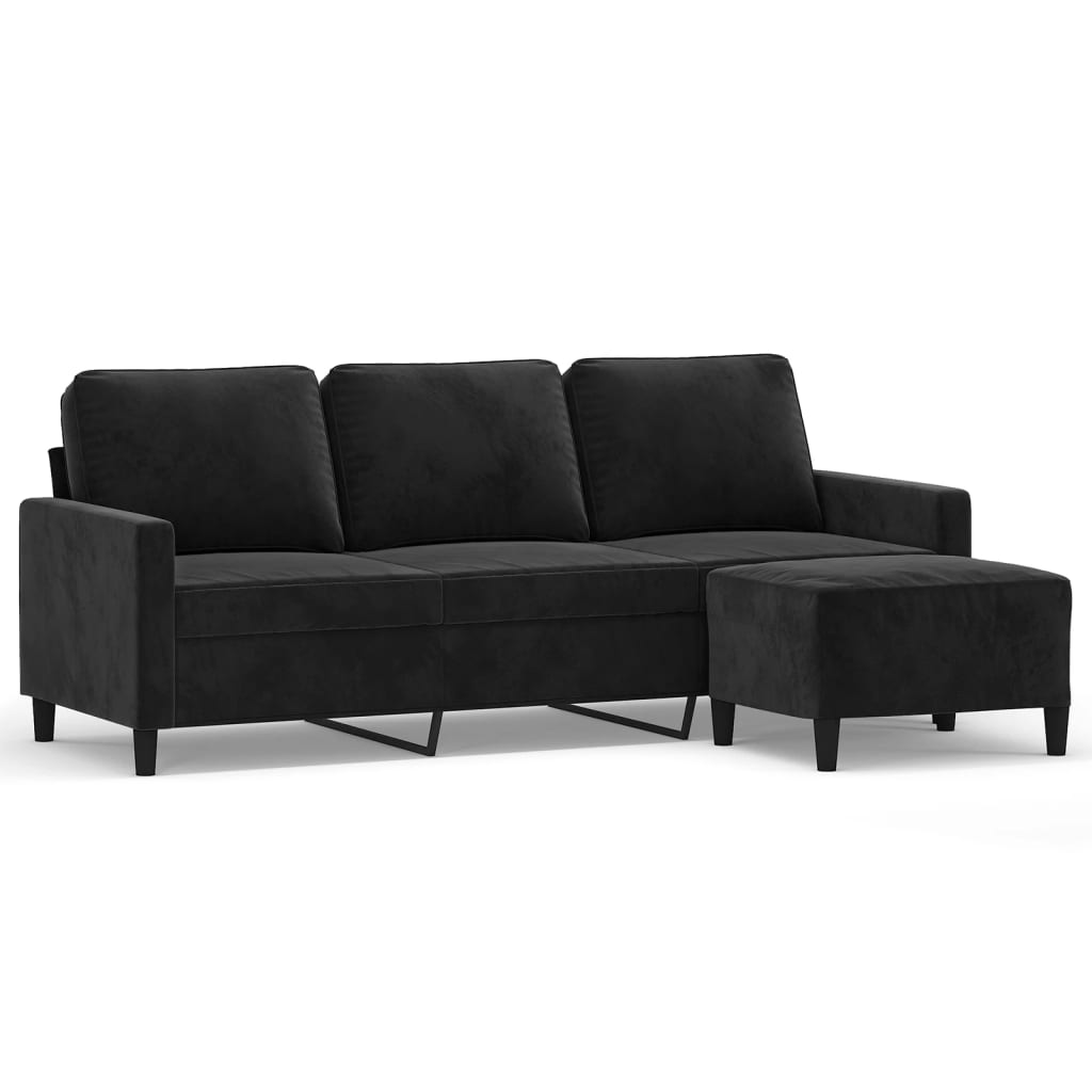 3-Sitssoffa Med Fotpall 180 Cm Sammet