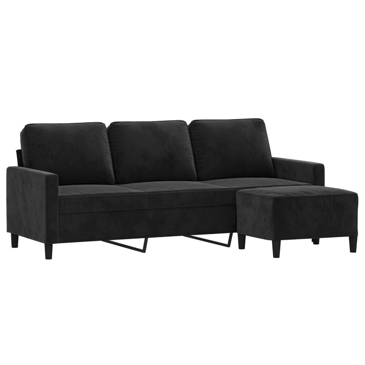 3-Sitssoffa Med Fotpall 180 Cm Sammet