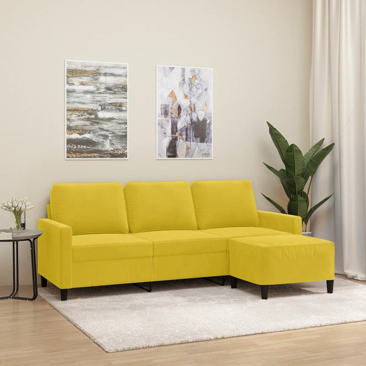 3-Sitssoffa Med Fotstöd 180 Cm Sammet