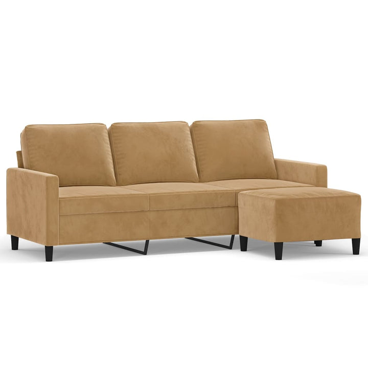 3-Sitssoffa Med Fotpall 180 Cm Sammet