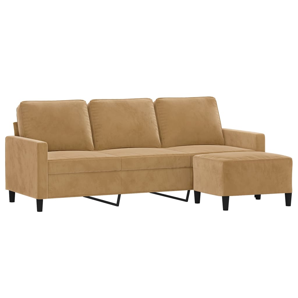 3-Sitssoffa Med Fotpall 180 Cm Sammet