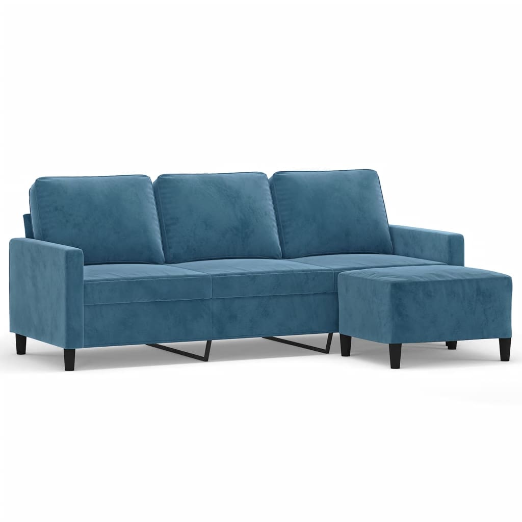3-Sitssoffa Med Fotpall 180 Cm Sammet