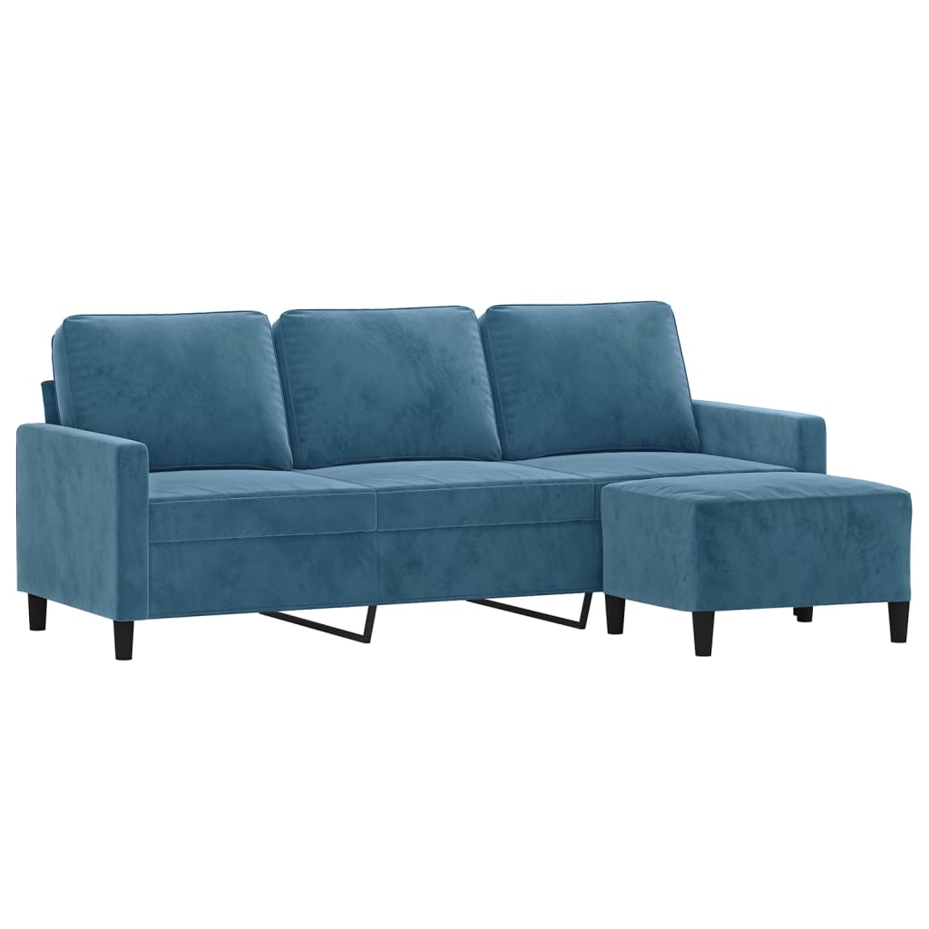 3-Sitssoffa Med Fotpall 180 Cm Sammet