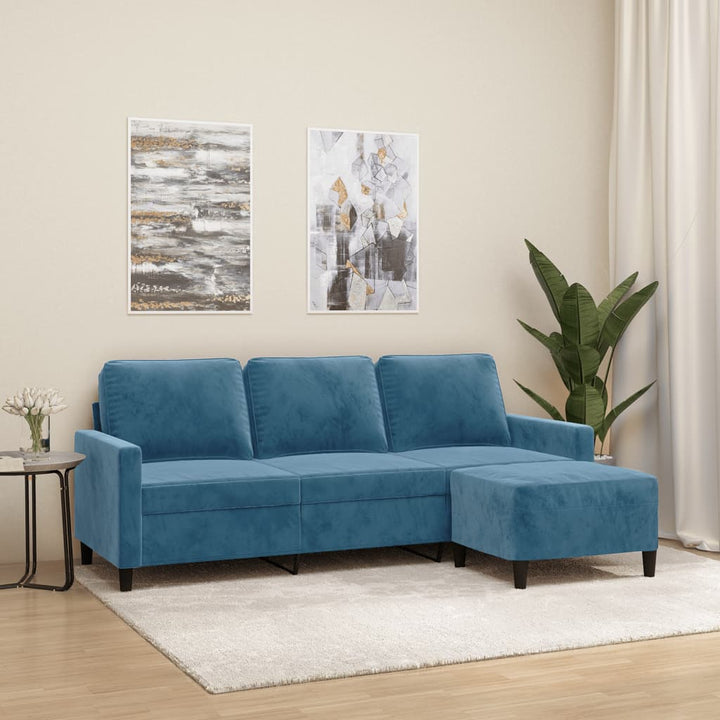 3-Sitssoffa Med Fotpall 180 Cm Sammet