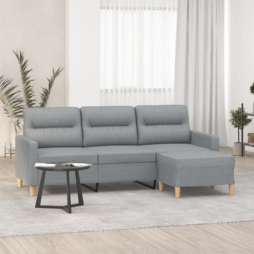 3-Sitssoffa Med Fotpall 180 Cm Tyg