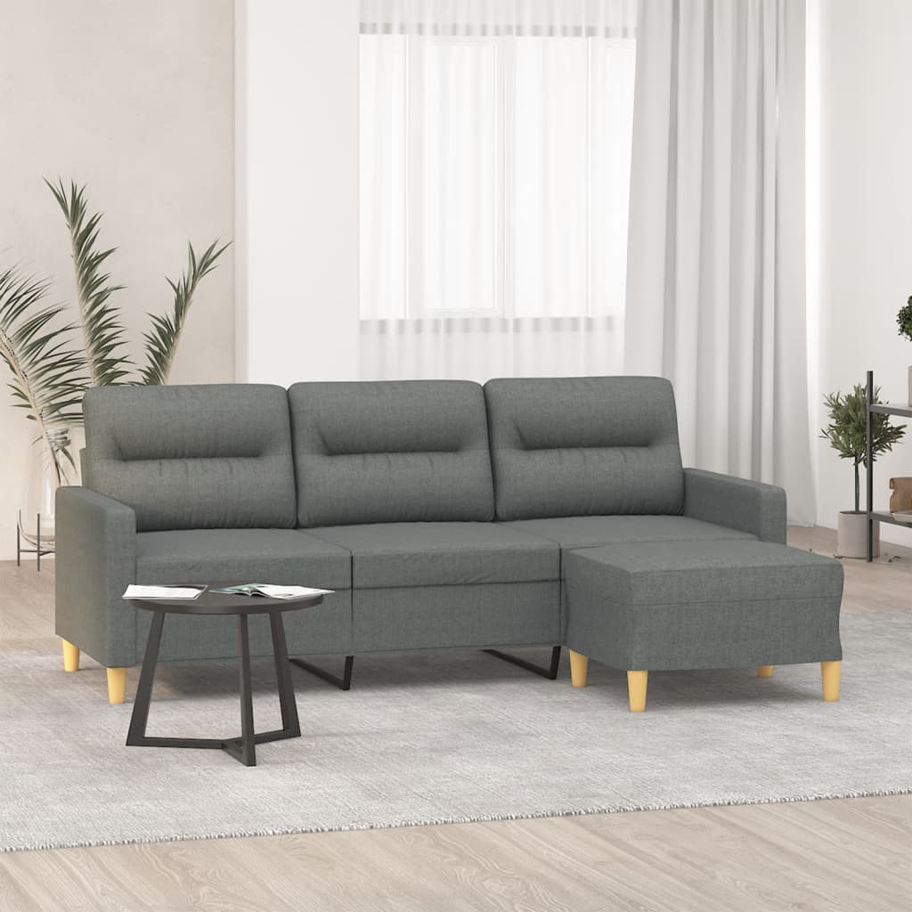 3-Sitssoffa Med Fotpall 180 Cm Tyg