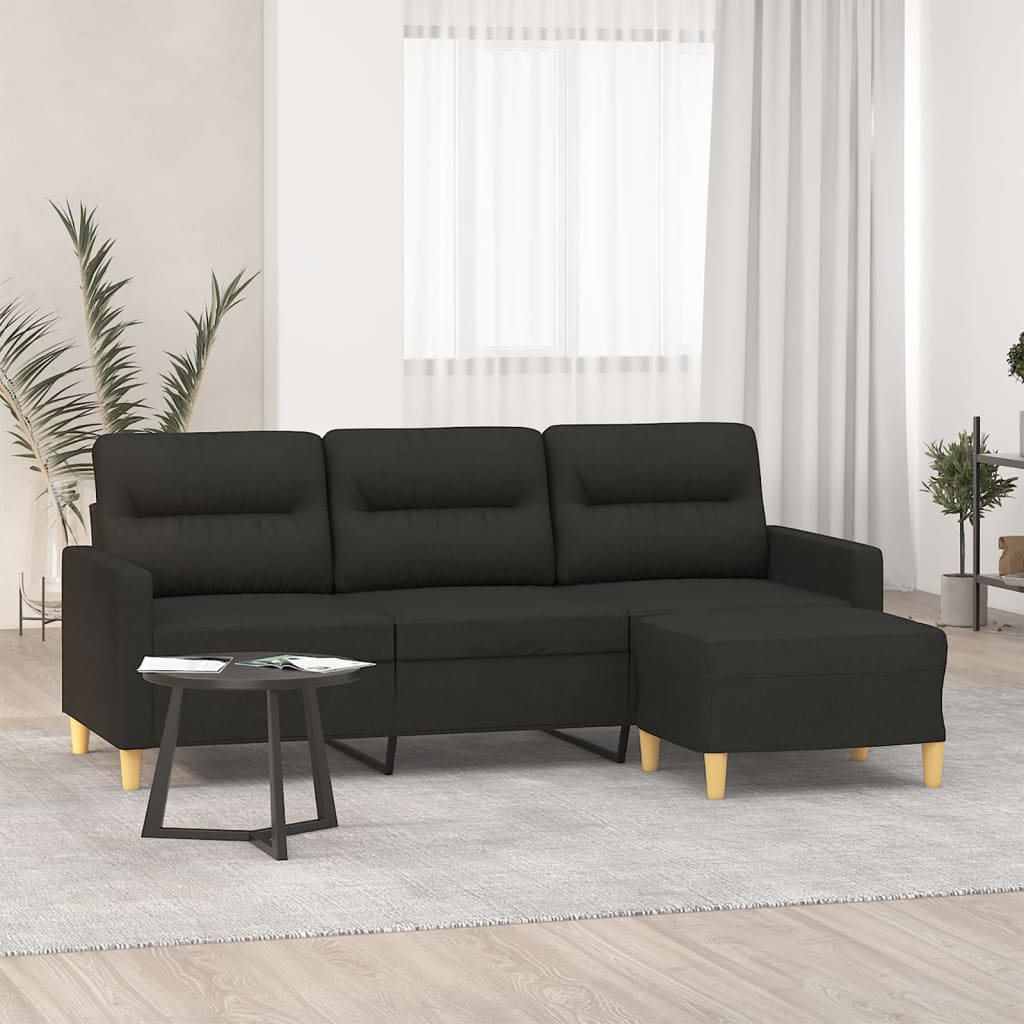 3-Sitssoffa Med Fotpall 180 Cm Tyg