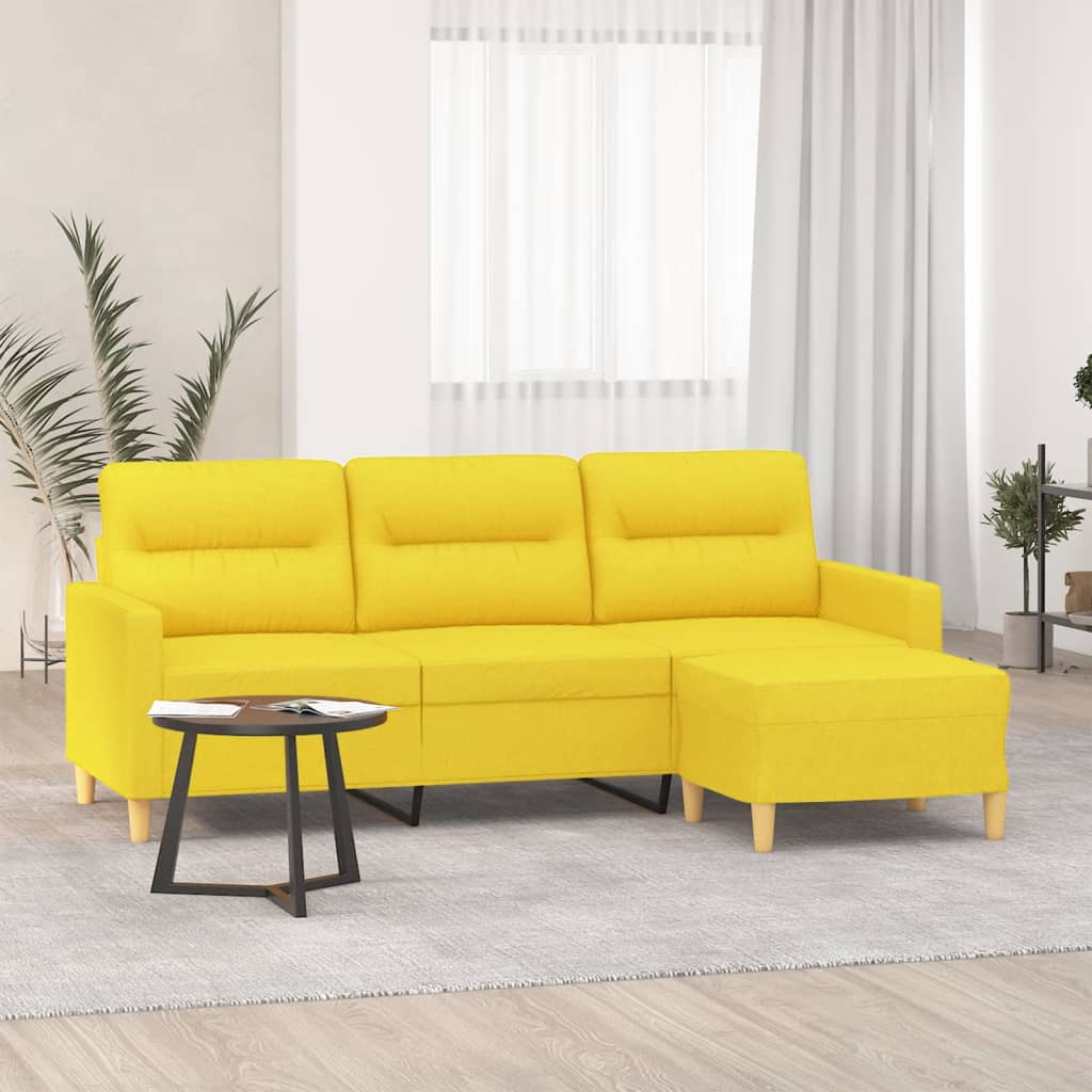 3-Sitssoffa Med Fotpall 180 Cm Tyg