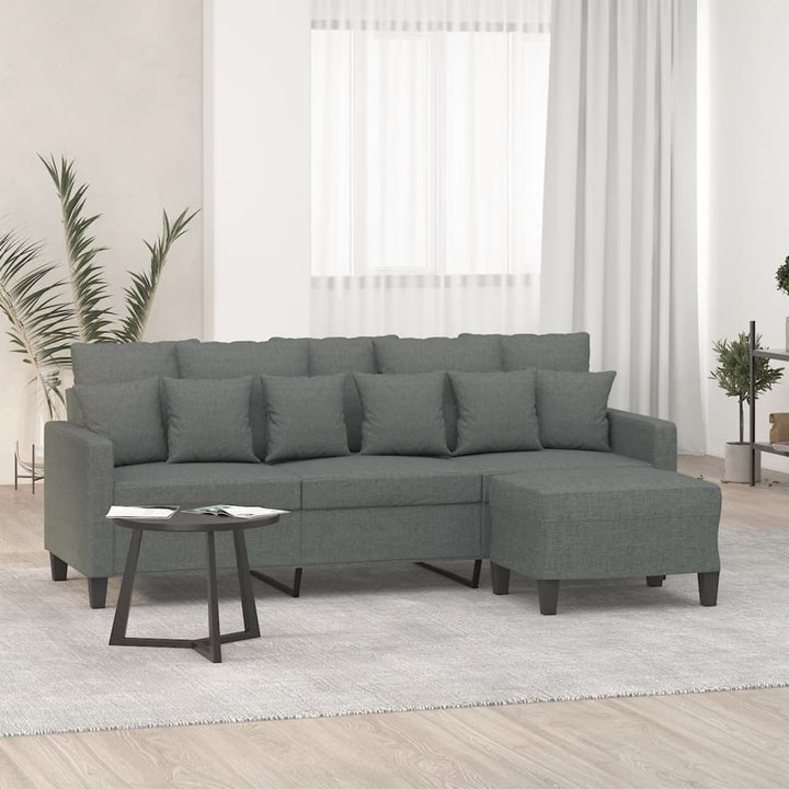 3-Sitssoffa Med Fotpall 180 Cm Tyg