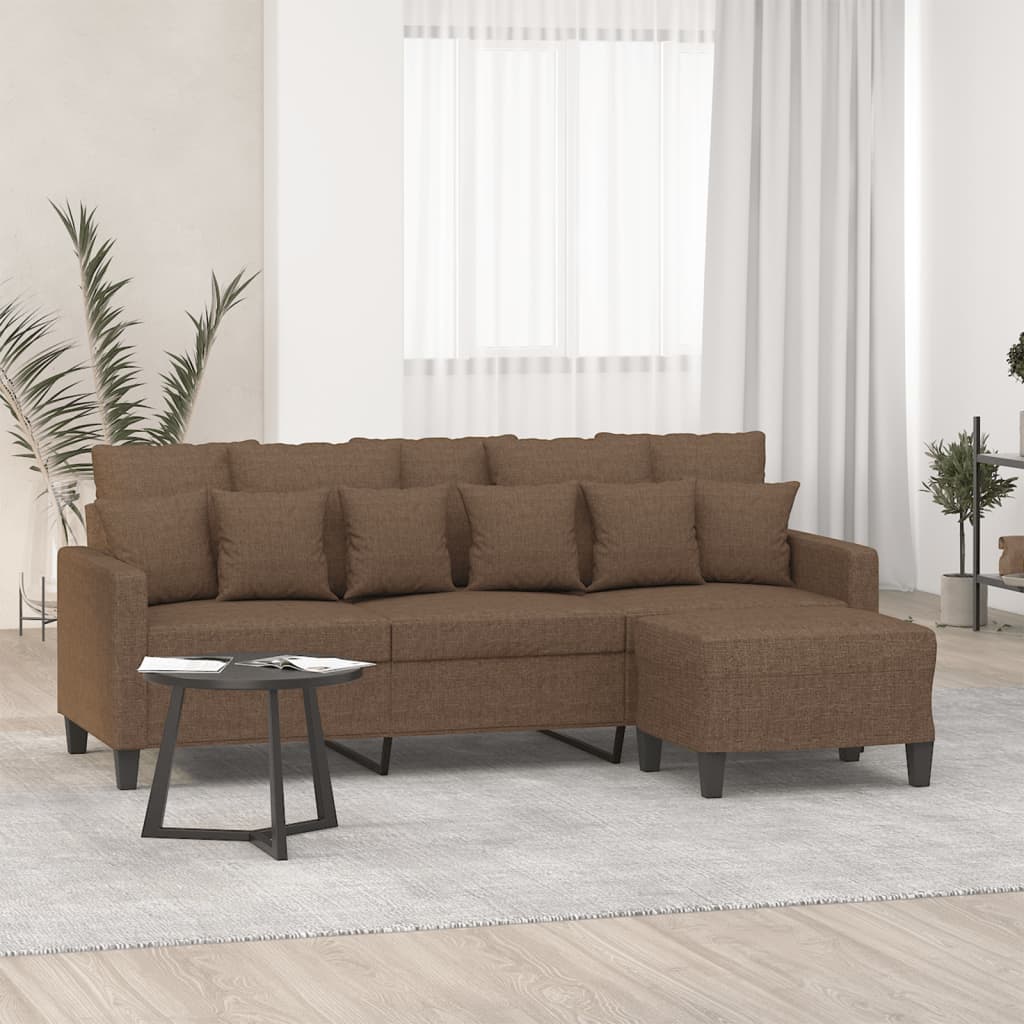 3-Sitssoffa Med Fotpall 180 Cm Tyg