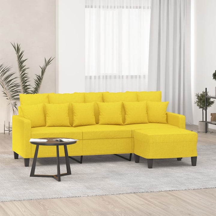 3-Sitssoffa Med Fotpall Gräddvit 180 Cm Tyg