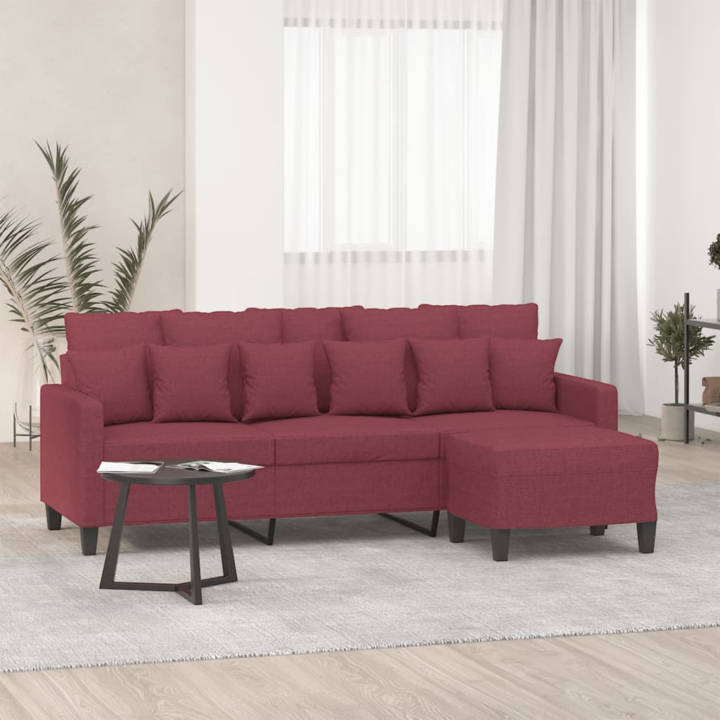 3-Sitssoffa Med Fotpall 180 Cm Tyg