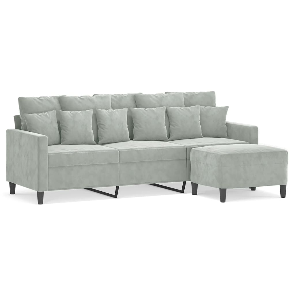 3-Sitssoffa Med Fotpall 180 Cm Sammet