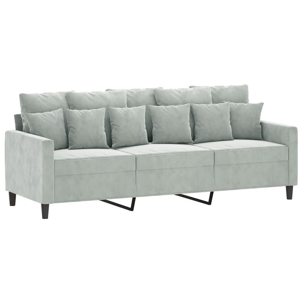 3-Sitssoffa Med Fotpall 180 Cm Sammet