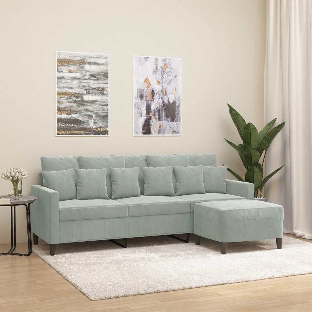 3-Sitssoffa Med Fotpall 180 Cm Sammet