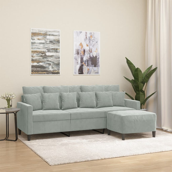 3-Sitssoffa Med Fotpall 180 Cm Sammet