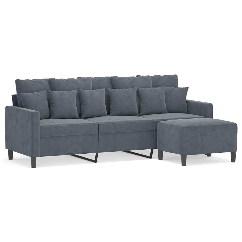 3-Sitssoffa Med Fotpall 180 Cm Sammet
