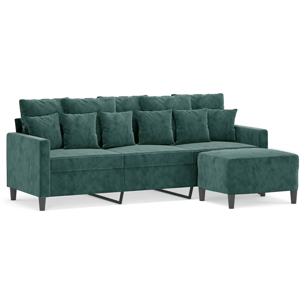 3-Sitssoffa Med Fotpall 180 Cm Sammet