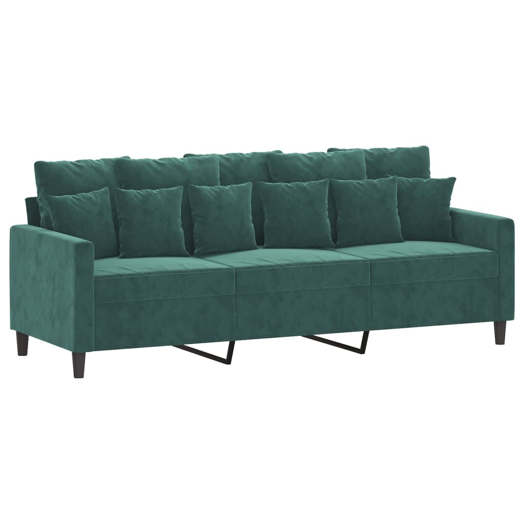 3-Sitssoffa Med Fotpall 180 Cm Sammet