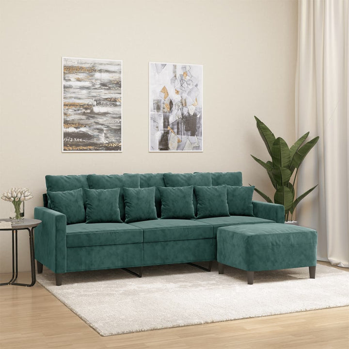 3-Sitssoffa Med Fotpall 180 Cm Sammet