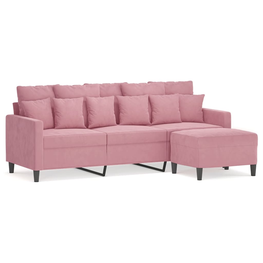 3-Sitssoffa Med Fotpall 180 Cm Sammet