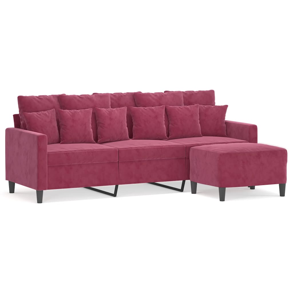 3-Sitssoffa Med Fotstöd 180 Cm Sammet