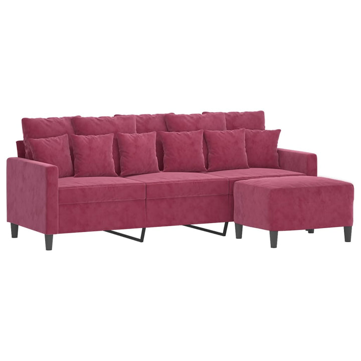 3-Sitssoffa Med Fotstöd 180 Cm Sammet