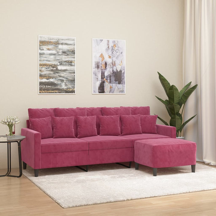 3-Sitssoffa Med Fotstöd 180 Cm Sammet