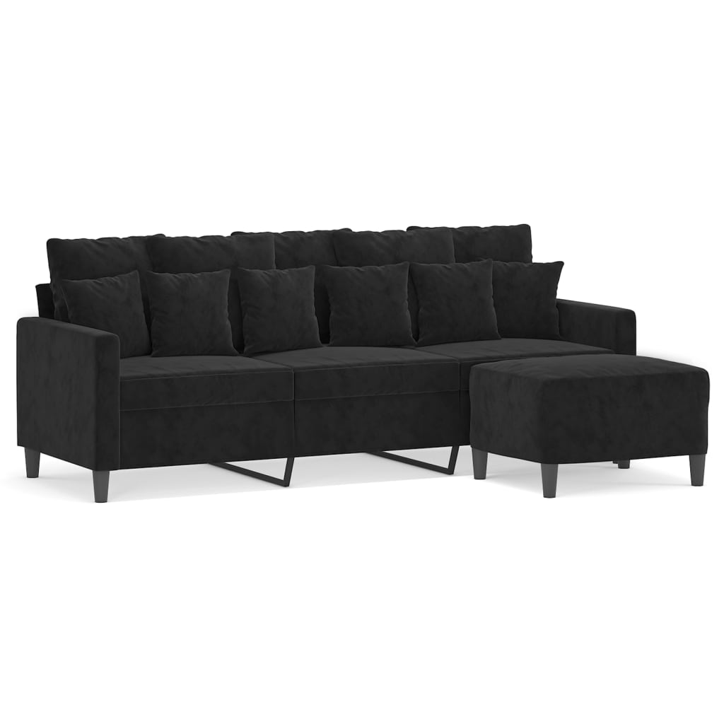 3-Sitssoffa Med Fotpall 180 Cm Sammet