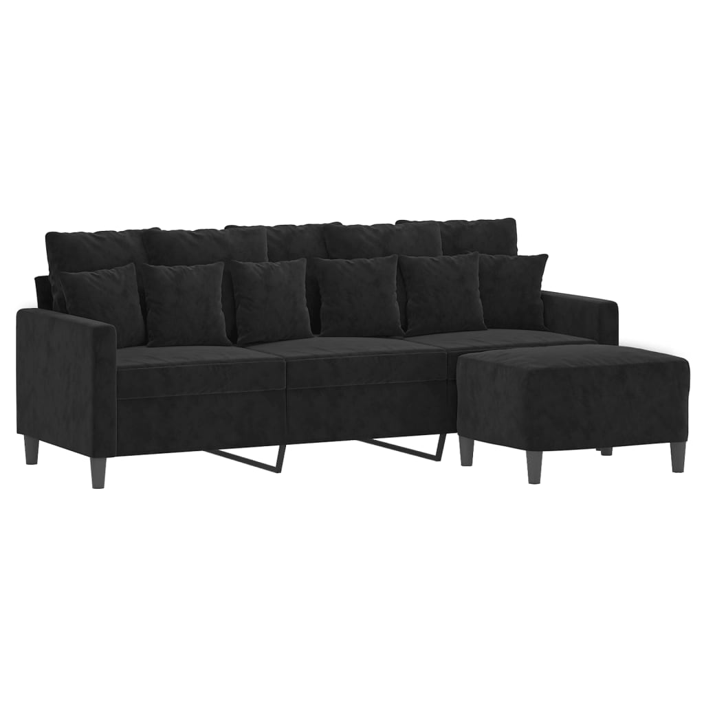 3-Sitssoffa Med Fotpall 180 Cm Sammet