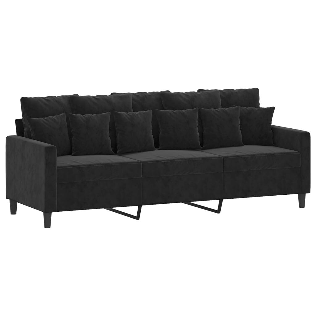 3-Sitssoffa Med Fotpall 180 Cm Sammet