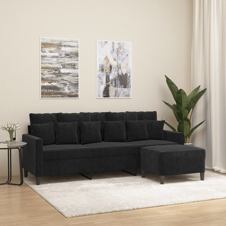 3-Sitssoffa Med Fotpall 180 Cm Sammet