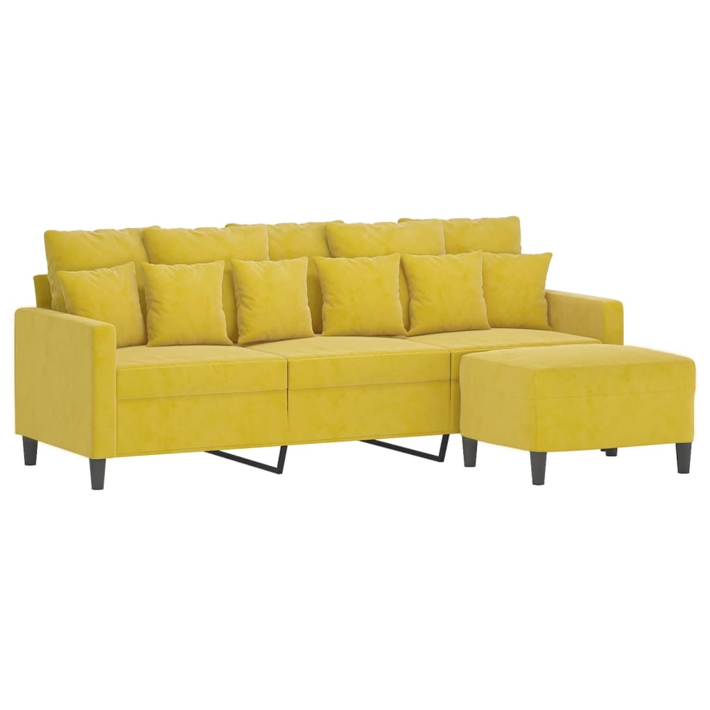 3-Sitssoffa Med Fotpall 180 Cm Sammet