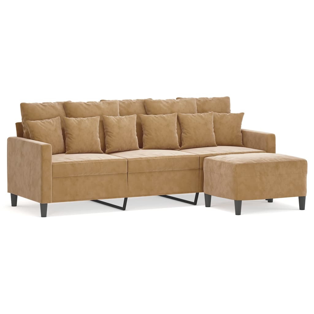 3-Sitssoffa Med Fotpall 180 Cm Sammet
