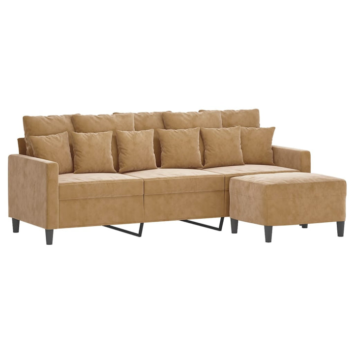 3-Sitssoffa Med Fotpall 180 Cm Sammet
