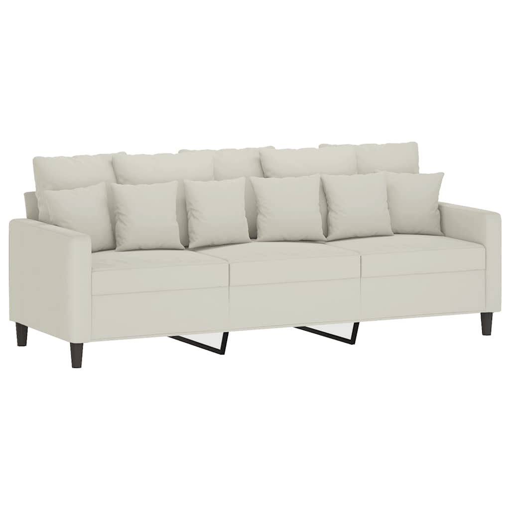 3-Sitssoffa Med Fotpall Gräddvit 180 Cm Sammet