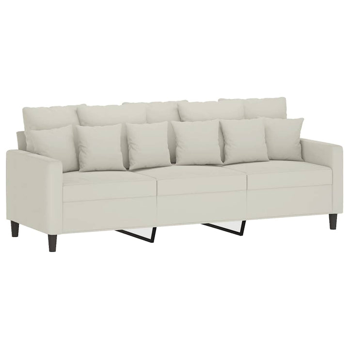 3-Sitssoffa Med Fotpall Gräddvit 180 Cm Sammet