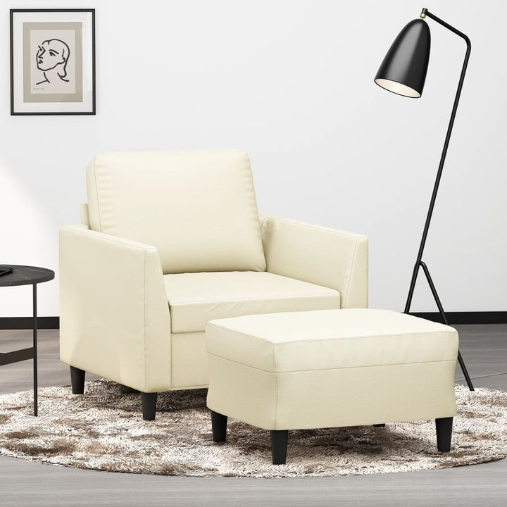 Fåtölj Med Fotpall 60 Cm Konstläder