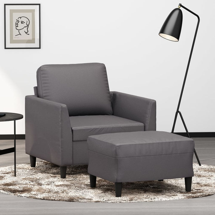 Fåtölj Med Fotpall 60 Cm Konstläder