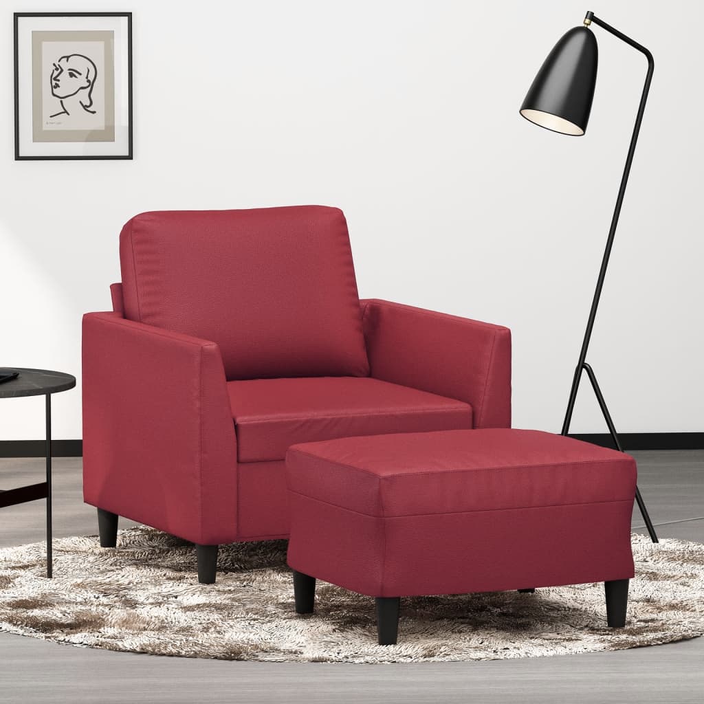 Fåtölj Med Fotpall 60 Cm Konstläder