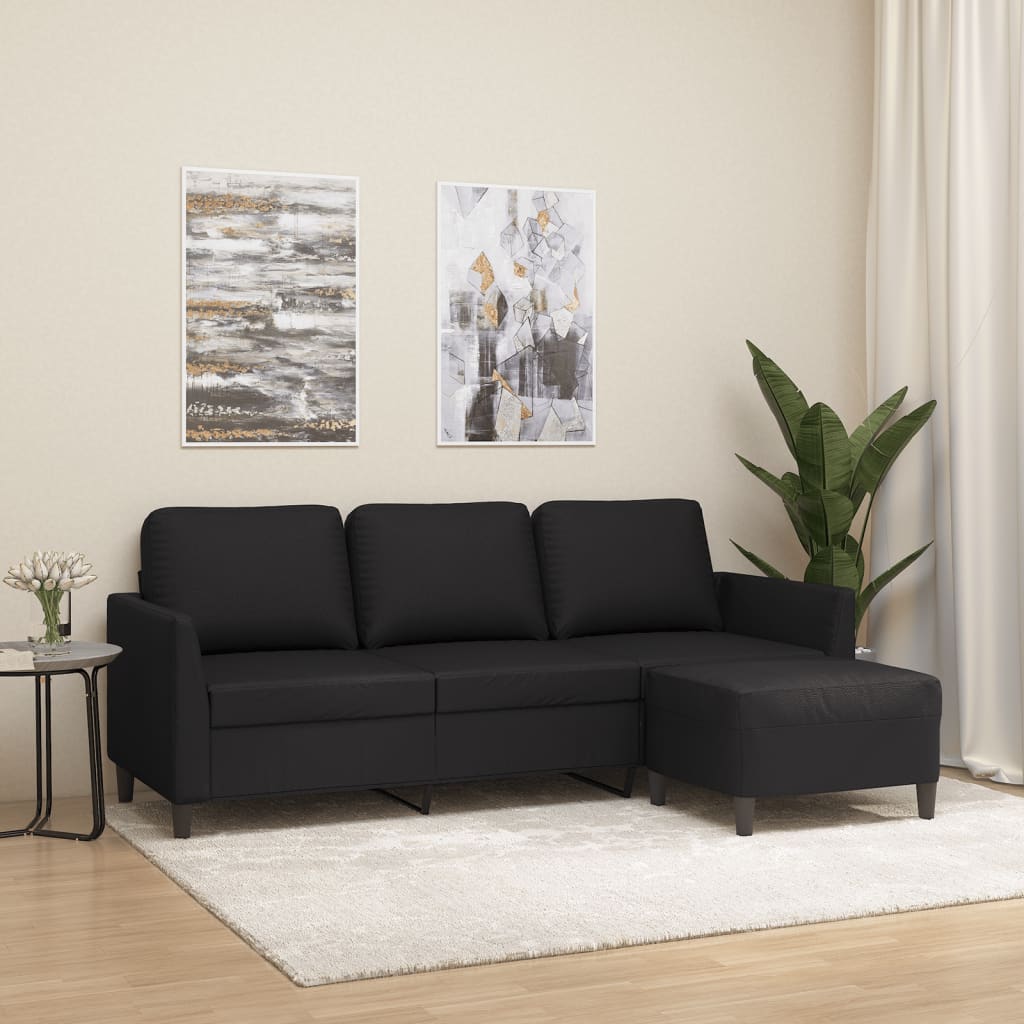 3-Sitssoffa Med Fotpall 180 Cm Konstläder
