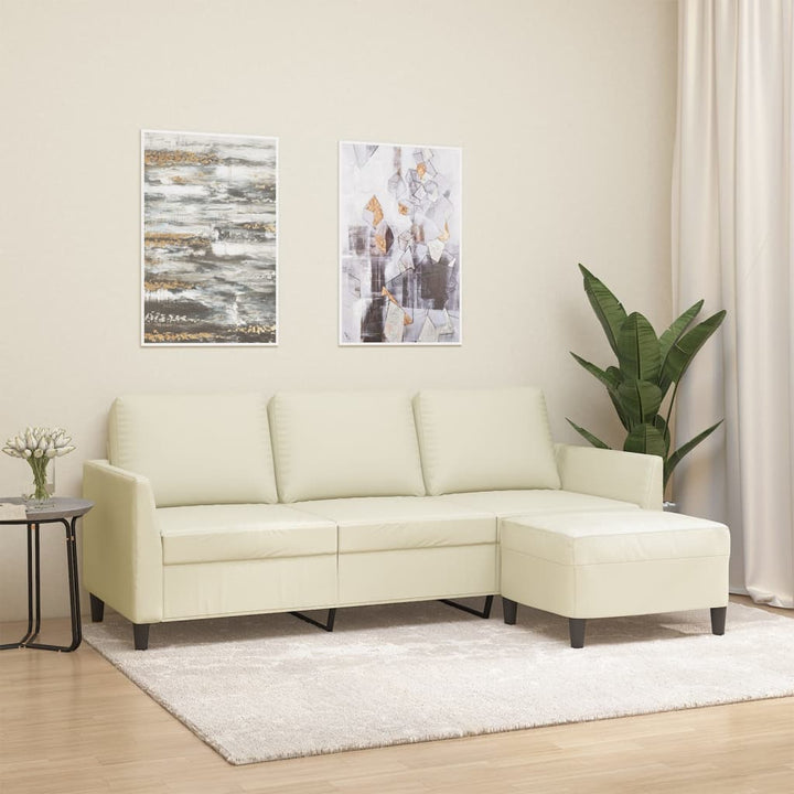 3-Sitssoffa Med Fotpall 180 Cm Konstläder