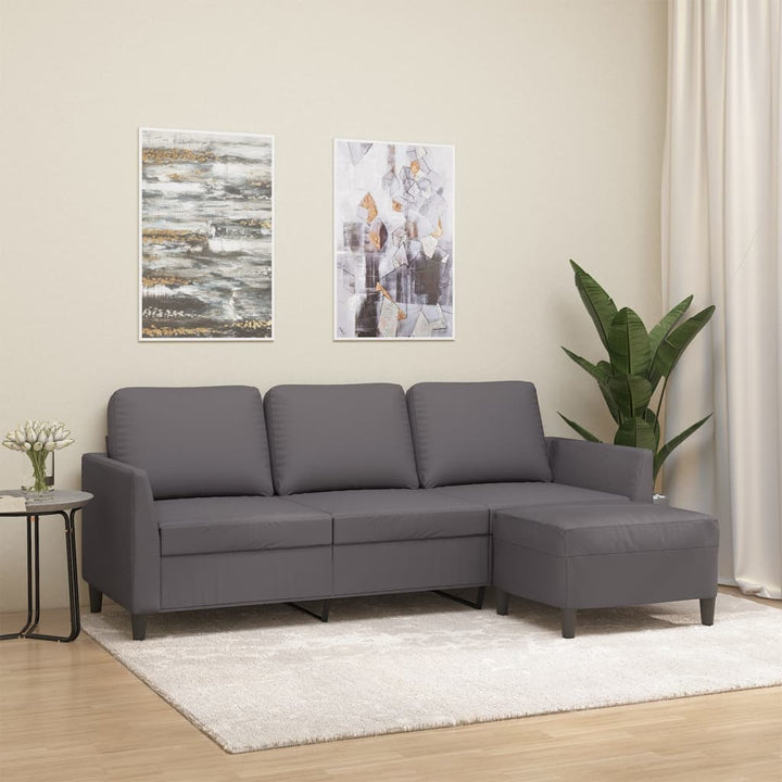 3-Sitssoffa Med Fotpall 180 Cm Konstläder