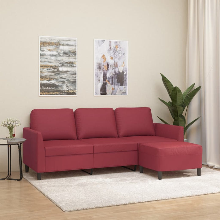 3-Sitssoffa Med Fotpall 180 Cm Konstläder