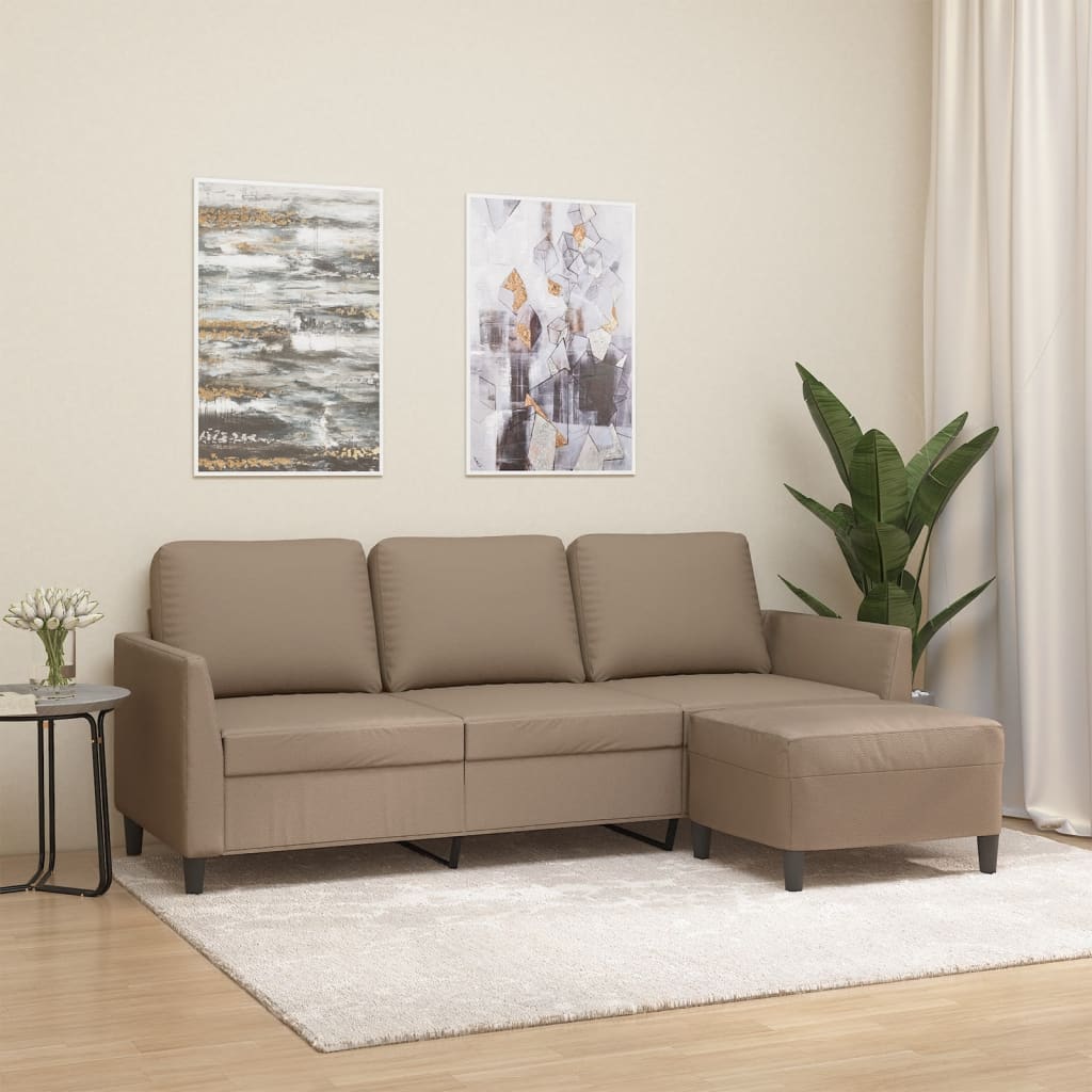 3-Sitssoffa Med Fotpall 180 Cm Konstläder