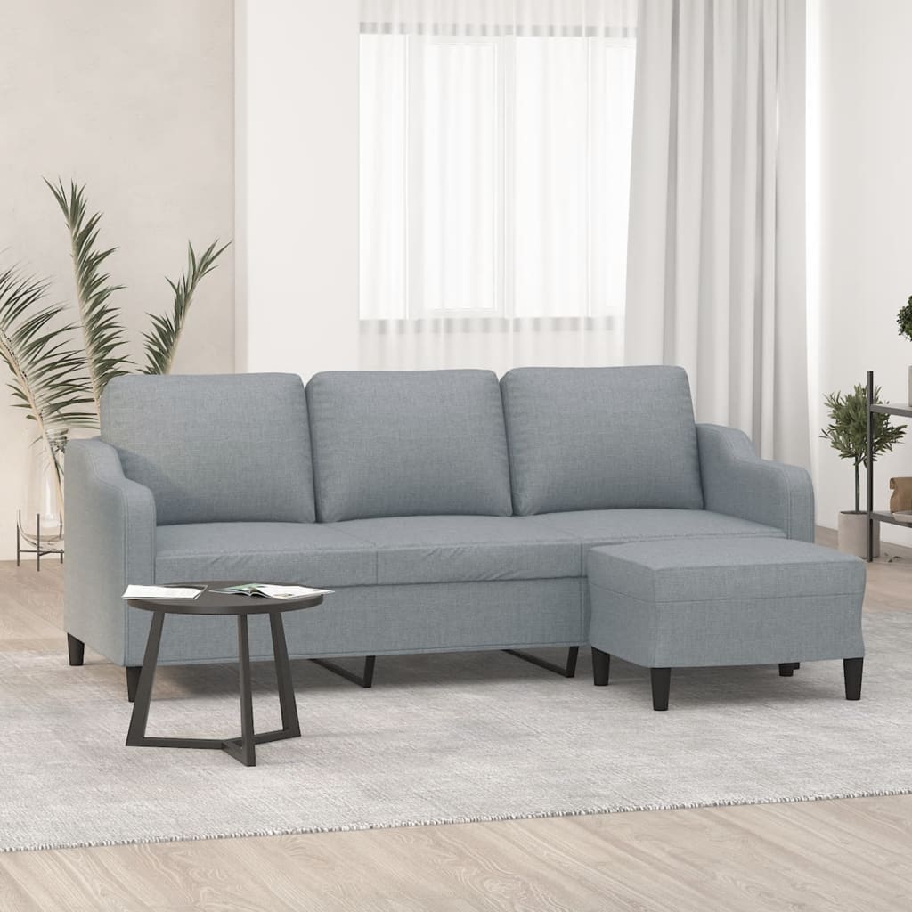 3-Sitssoffa Med Fotpall 180 Cm Tyg