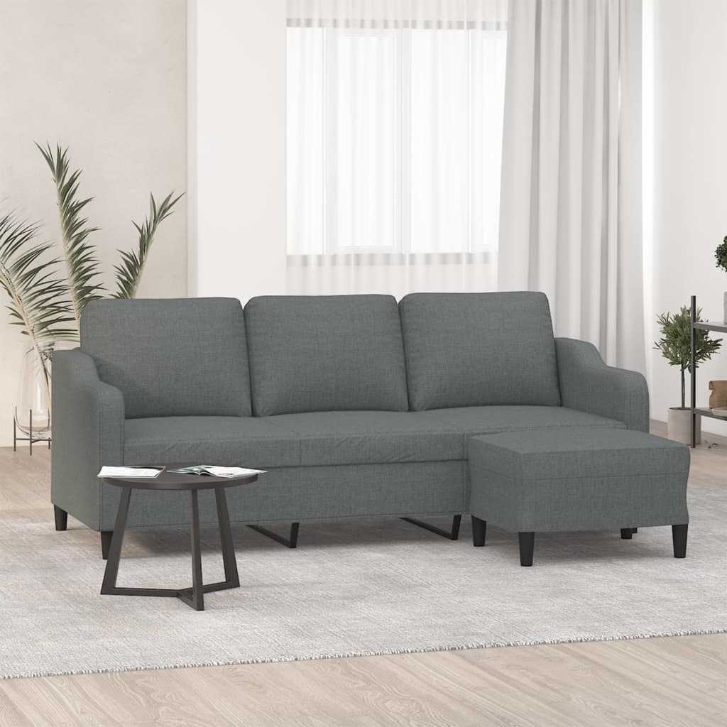 3-Sitssoffa Med Fotpall 180 Cm Tyg