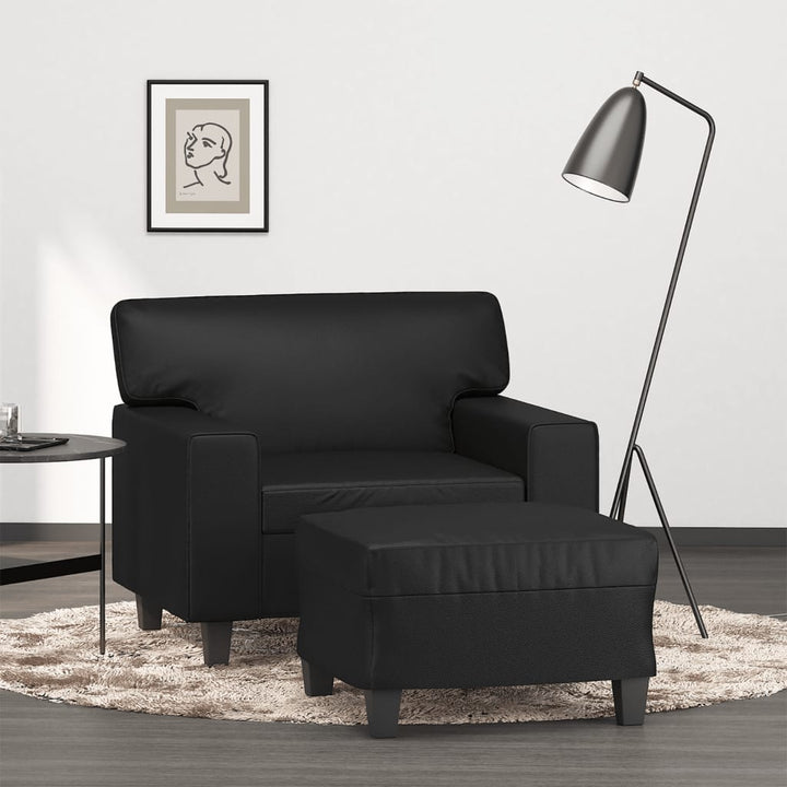 Fåtölj Med Fotpall Röd 60 Cm Konstläder