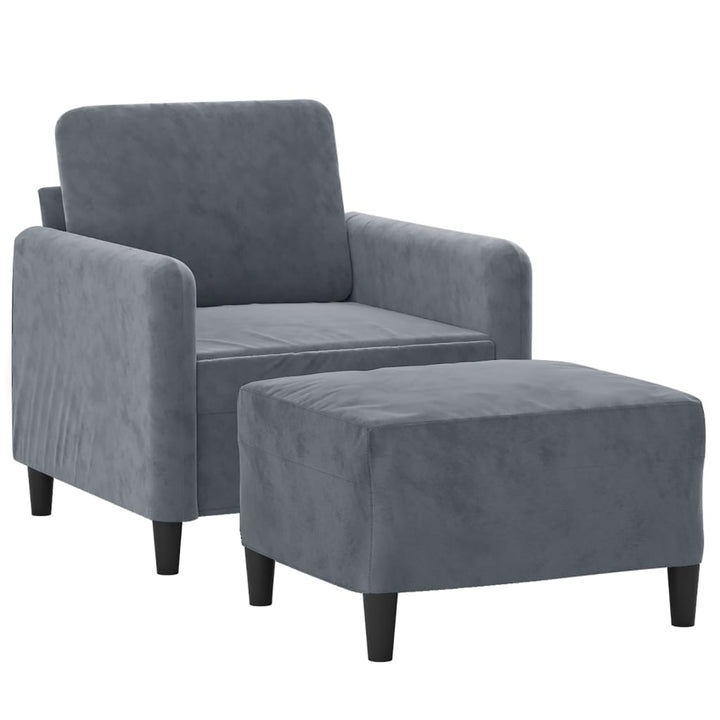 Fåtölj Med Fotpall 60 Cm Sammet